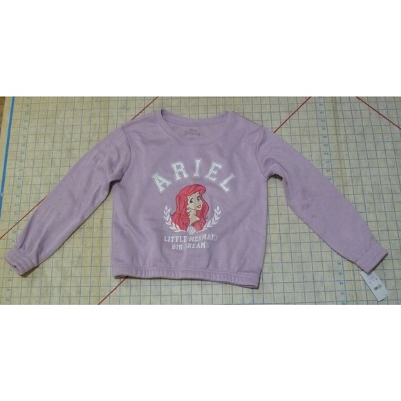 Girls NWT Disney Ariel Fleece Lavender Sweatshirt size Large (10-12)